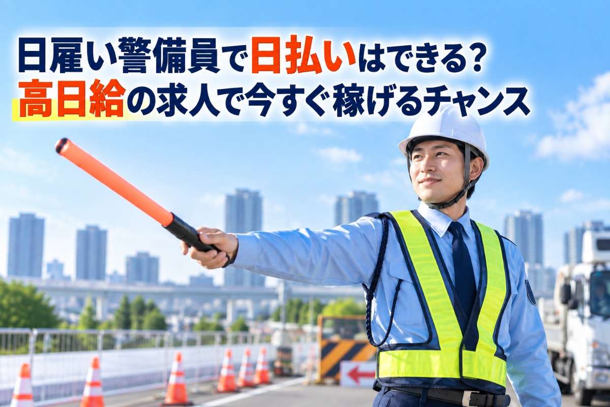 日雇い警備員で日払いはできる？高日給の求人で今すぐ稼げるチャンス